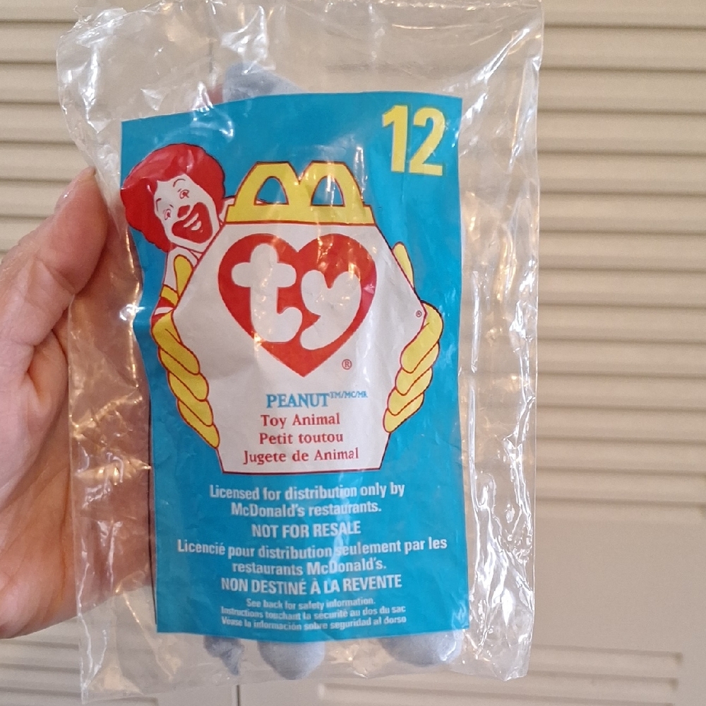 McDonald's TY Beanie Baby Toy Animal PEANUT elephant, New In Package